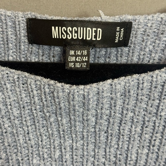 Missguided Knit Lounge Set – Blue Ribbed, NWT Pants, Top w/ Minor Flaw, Size 6/8 - Picture 3 of 12